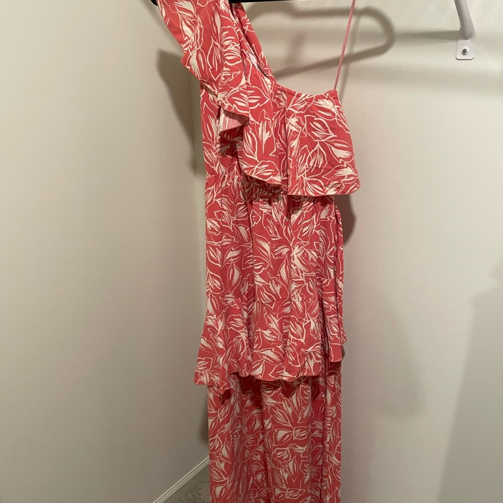 Pink Lily Coral Leaf Maxi Dress